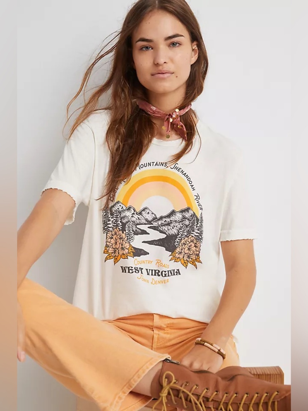 Midnight Rider/John Denver Blue Ridge Mountains Graphic Tee Anthropologie M